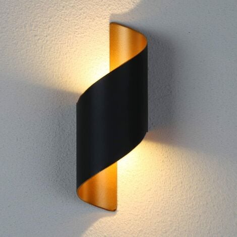 Applique Murale Interieur 10W Spirale Exterieur Up Down Lampe Murale en Métal 3000K Blanc Chaud Applique Murale LED pour Bar, Chambre à Coucher, Cuisine(Noire)
