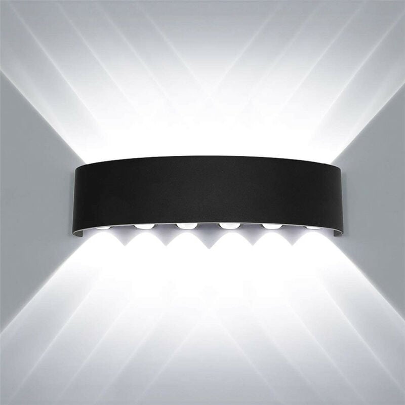 Axhup - Applique Murale Intérieur 12 led Lampe de Mur Lumière Blanc Froid Noir