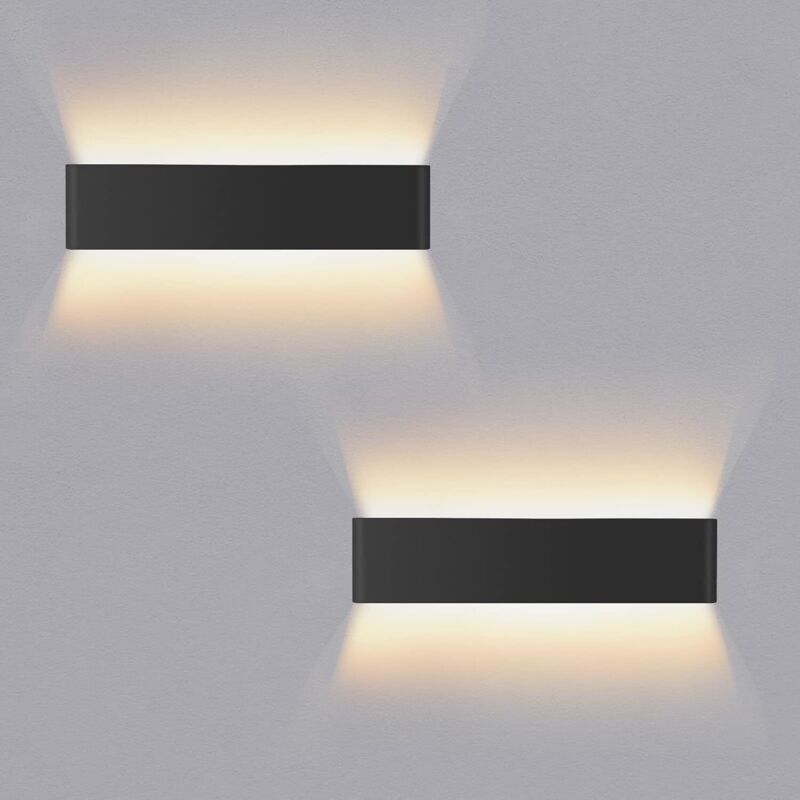 Applique Murale Interieur 40 CM Haut et Bas Luminaires Intérieur Aluminium Design Simple Moderne Décorer pour Salon Chambre Couloir 16W - 2x Noir et Applique Murale Interieur 40 CM Haut et Bas Luminaires Intérieur Aluminium Design Simple Moderne Décorer pour Salon Chambre Couloir 16W - 2x Noir et