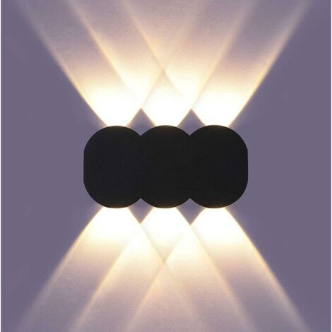 Applique Murale Interieur 6W LED Moderne, Éclairage Mural Rectangulaire Up Down Spot, Lampe Murale en Aluminium Lumière Blanc Chaud 3000K pour Salon Chambre Escalier Couloir, Noir [Classe énergétique 