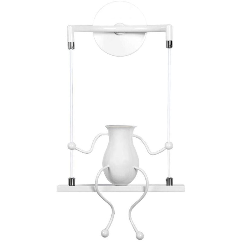 Applique Murale Interieur Créatif Applique Murale Humanoid Swing Luminaire en Métal E27 pour Bar Chambre l'enfants Blanc