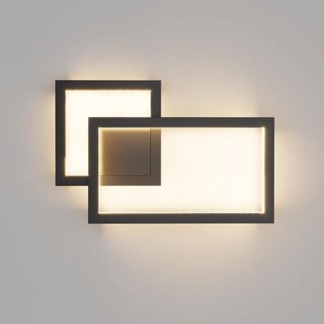 Applique Murale Interieur Design, 24W, 1960LM, Lampe Murale LED Mordern, Appliques Interieur Décoratif, Éclairage mural pour Chambre, Salon, Couloir, Blanc Chaud 3000K, Noir