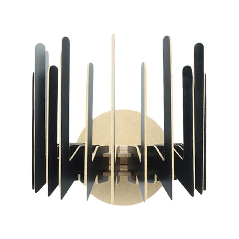 Applique Murale Interieur, design en bois et en mdf, Noir 20x24x22 cm