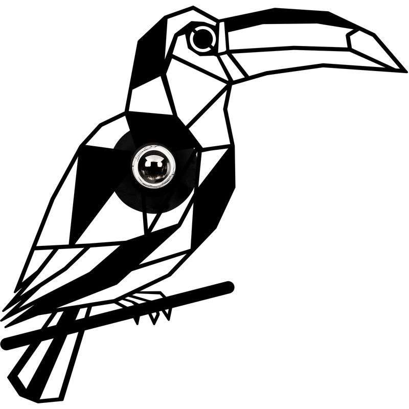 Applique Murale Interieur, design en bois et en mdf, Noir 50x12x49 cm