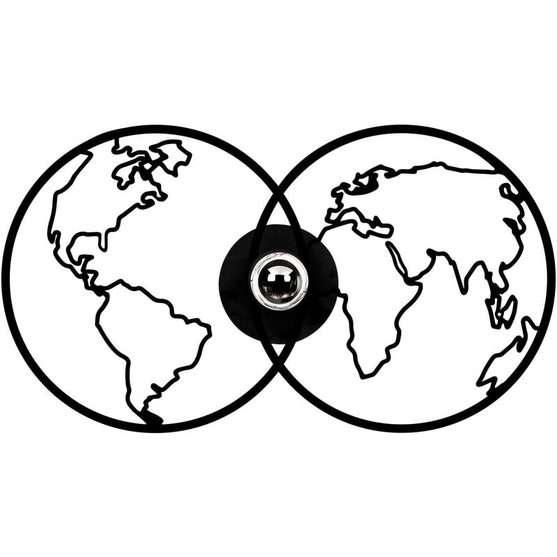 Applique Murale Interieur, design en bois et en mdf, Noir 60x12x33 cm