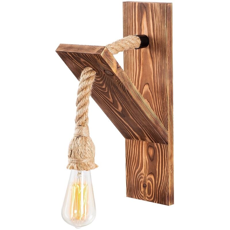 Applique Murale Interieur, design en bois et en metal, Bois 11x21x40 cm - Bois