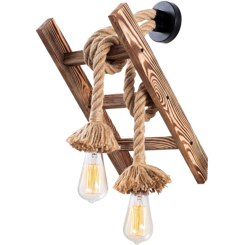 Applique Murale Interieur, design en bois et en metal, Bois 25x26x45 cm - Bois