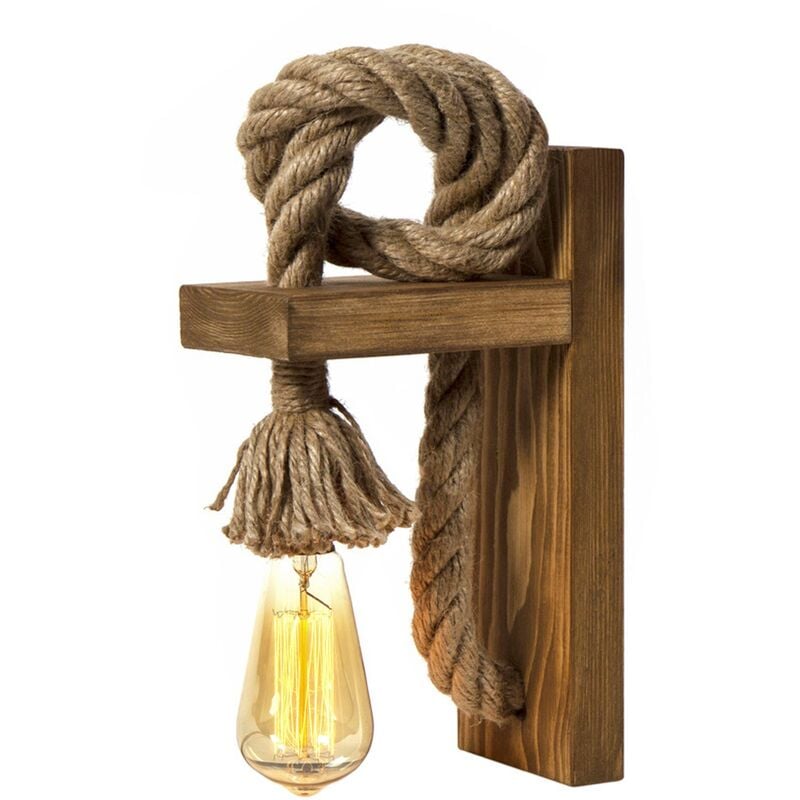 Applique Murale Interieur, design en bois et en metal, Marron 18x30x10 cm