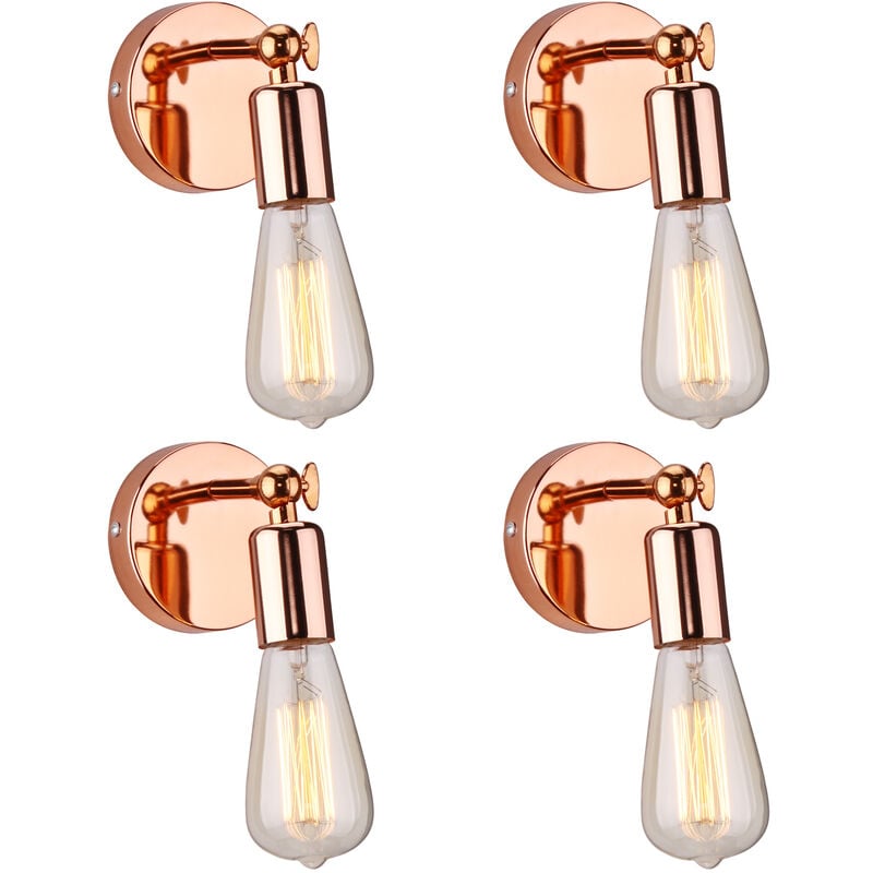 Axhup - Applique Murale Intérieur Design Rétro E27 40W Doré Rose 4PCS