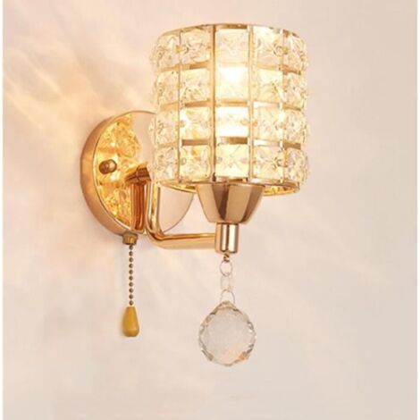 Applique Murale Intérieur E27 en Cristal Moderne Simple avant de Miroir Ampoule non Inclus-Or
