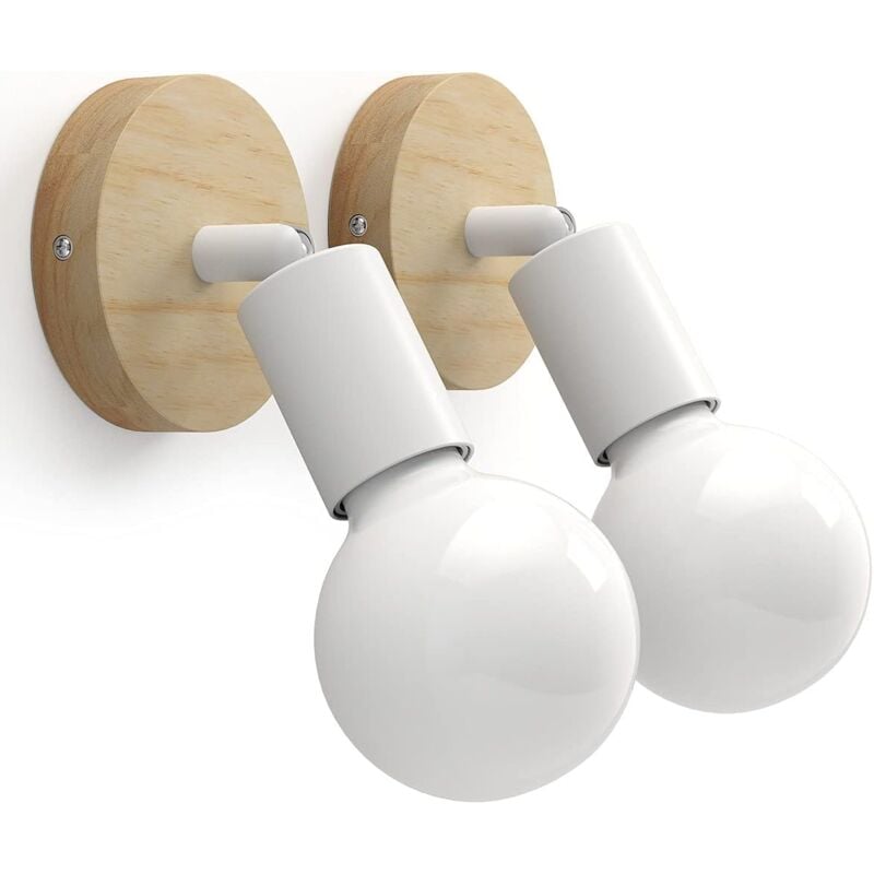 Applique Murale Interieur en Bois Vintage Lampe Murale 180° Rotative Rétro Industrielle E27 Appliques pour Chambres, Salons, Escaliers, Couloir, (Lot