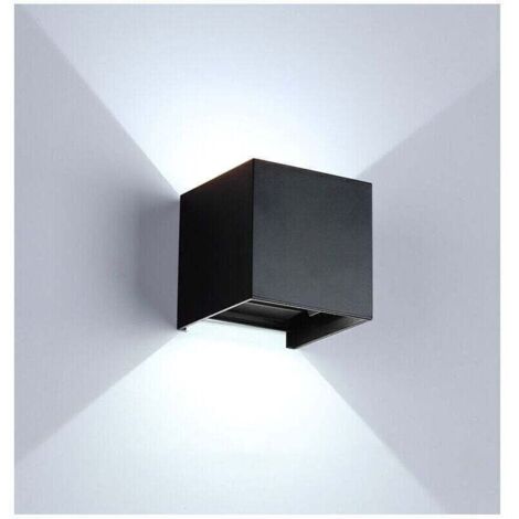 Applique Murale Interieur/Exterieur 12W 6000-6500K Applique Murales Exterieur Angle de faisceau réglable Lampe Murale Etanche IP65 - Noir..DEBUNS