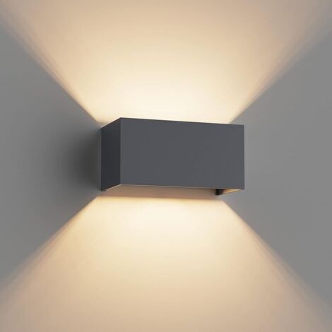 Applique Murale Interieur/Exterieur IP54 Avec Angle de Faisceau Réglable Lampe Murale Interieur Blanc Chaud 3000K luminaires Extérieur Up Down Design (Anthracite)