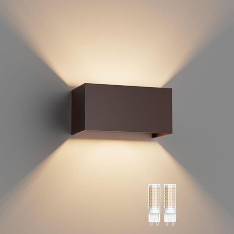 Applique Murale Interieur/Exterieur IP54 Avec Angle de Faisceau Réglable Lampe Murale Interieur Blanc Chaud 3000K luminaires Extérieur Up Down Design (Bronze)