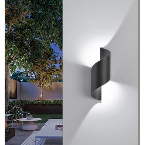 Applique Murale intérieur/Extérieur,10W 6000K Blanc Froid Lampe Murale,Moderne Up Down Luminaire Murale, Spirale aluminium Éclairage Mural Etanche