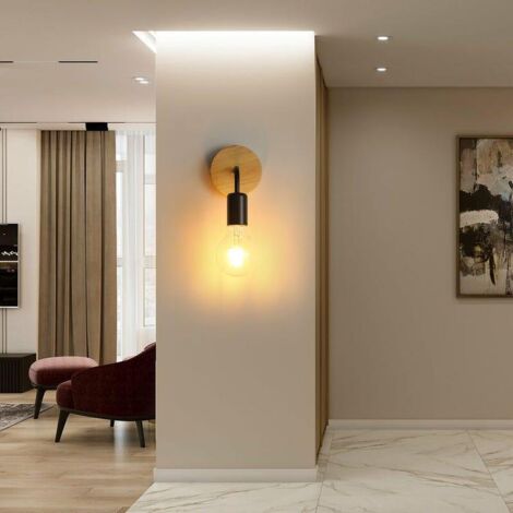 Applique Murale Interieur Industrielle 2 Pièces, Lampe Murale En Bois Métal, Appliques Wall Decoration Murale Rétro Pour Salon, Chambre À Coucher
