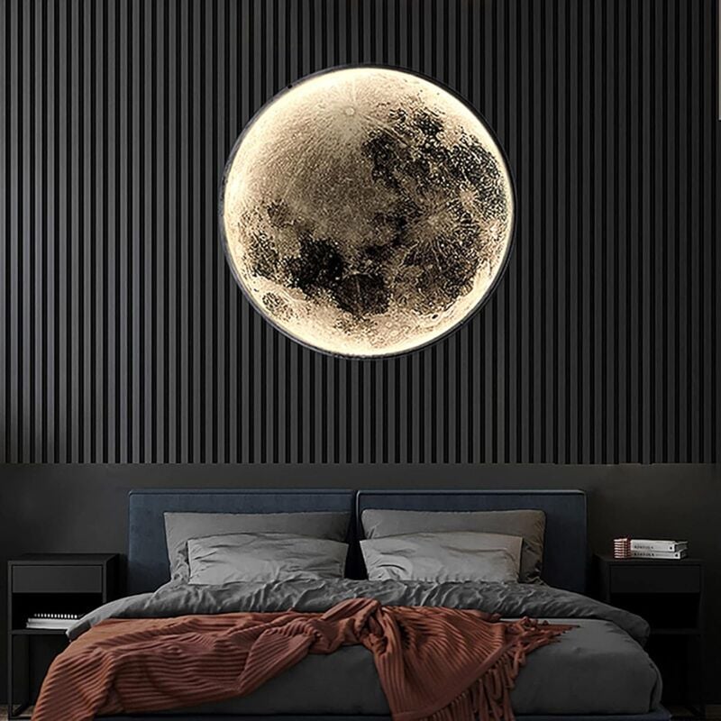 Applique Murale Interieur Lampe LED Murale Moderne 15W Design Cercle 6500K Noir Chambre à Coucher Salon 24 CM
