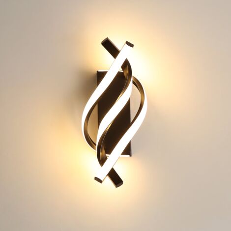 Applique Murale Interieur, Lampe LED Murale Moderne 18W Design incurvée IP20, Appliques 3000K lumière Blanche Chaude, 1620 lumens Noir IP20, pour Chambre à Coucher, Salon