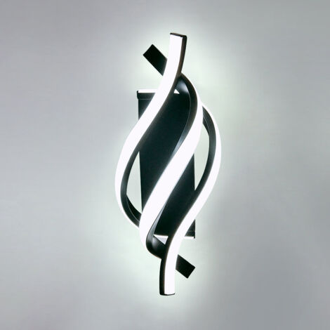 Applique Murale Interieur, Lampe LED Murale Moderne 18W Design incurvée IP20, Appliques 6000K Lumière blanche froide 1620 lumens Noir IP20, pour Chambre à Coucher, Salon