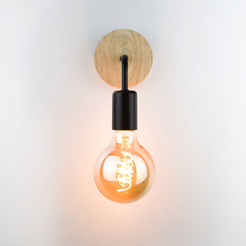 Applique Murale Interieur, Lampe Murale Industrielle Bois, Appliques Wall E27 Decoration Murale Rétro pour Salon, Chambre à Coucher (Ampoules Non