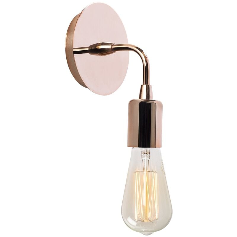 Applique Murale Interieur, Lampe Murale Industrielle Bois, Cuivre 12x12x20 cm - Cuivre