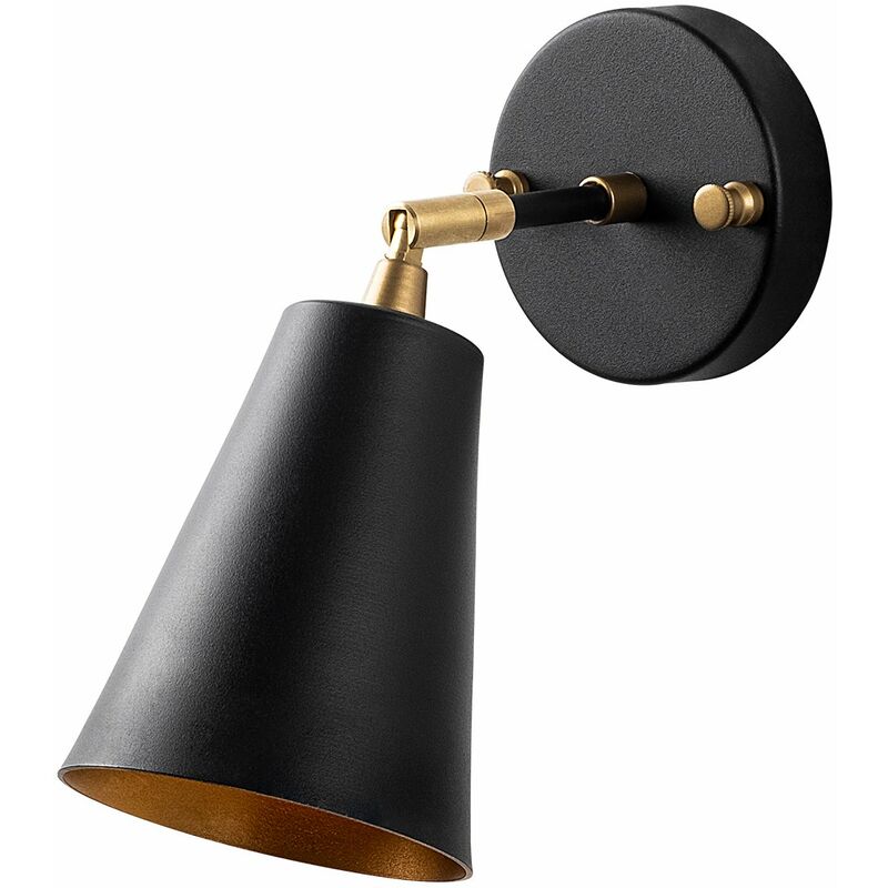 Applique Murale Interieur, Lampe Murale Industrielle Bois, Noir 10x26x21 cm - Noir