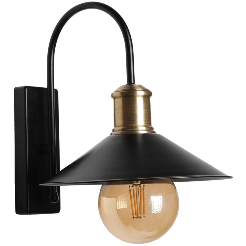 Applique Murale Interieur, Lampe Murale Industrielle Bois, Noir 15x15x27 cm