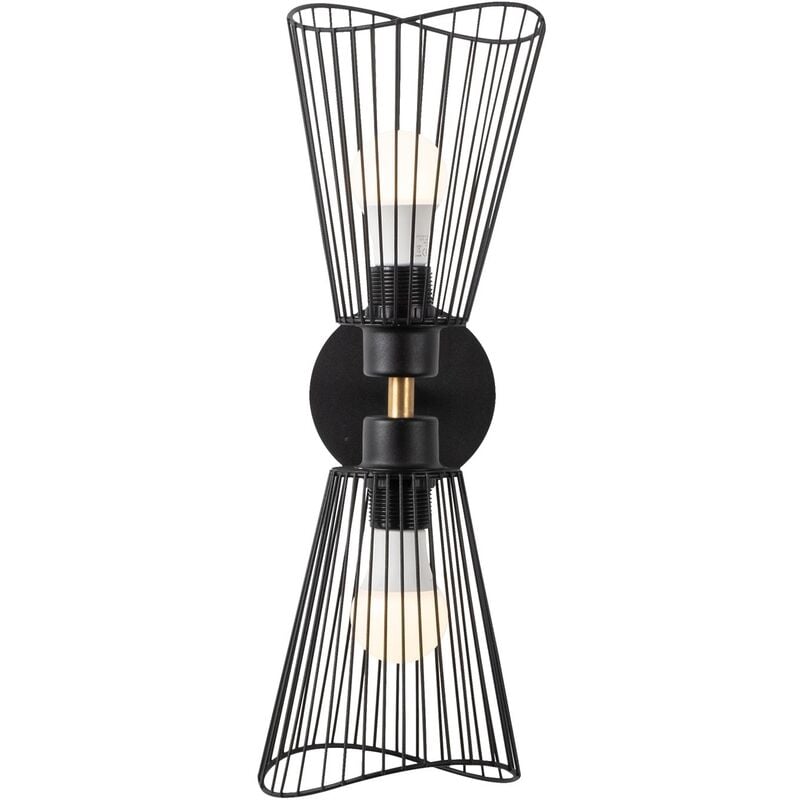 Applique Murale Interieur, Lampe Murale Industrielle Bois, Noir 16x16x48 cm - Noir