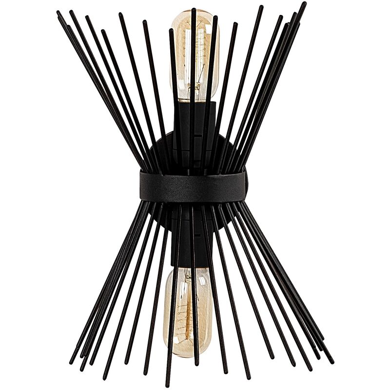 Wellhome - Applique Murale Interieur, Lampe Murale Industrielle Bois, Noir 23x16x33 cm - Noir