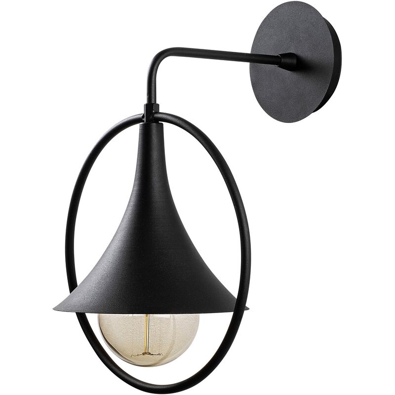 Applique Murale Interieur, Lampe Murale Industrielle Bois, Noir 25x29x38 cm