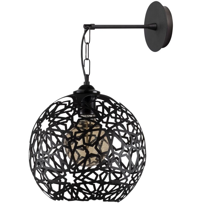 Applique Murale Interieur, Lampe Murale Industrielle Bois, Noir 25x30x35 cm
