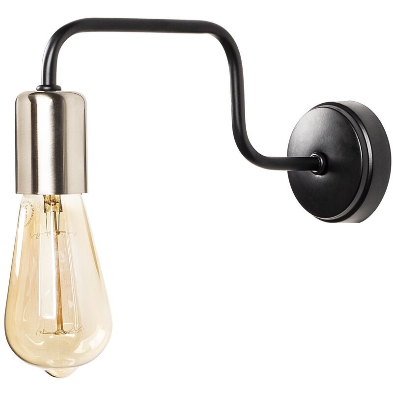 Applique Murale Interieur, Lampe Murale Industrielle Bois, Noir 4x28x11 cm