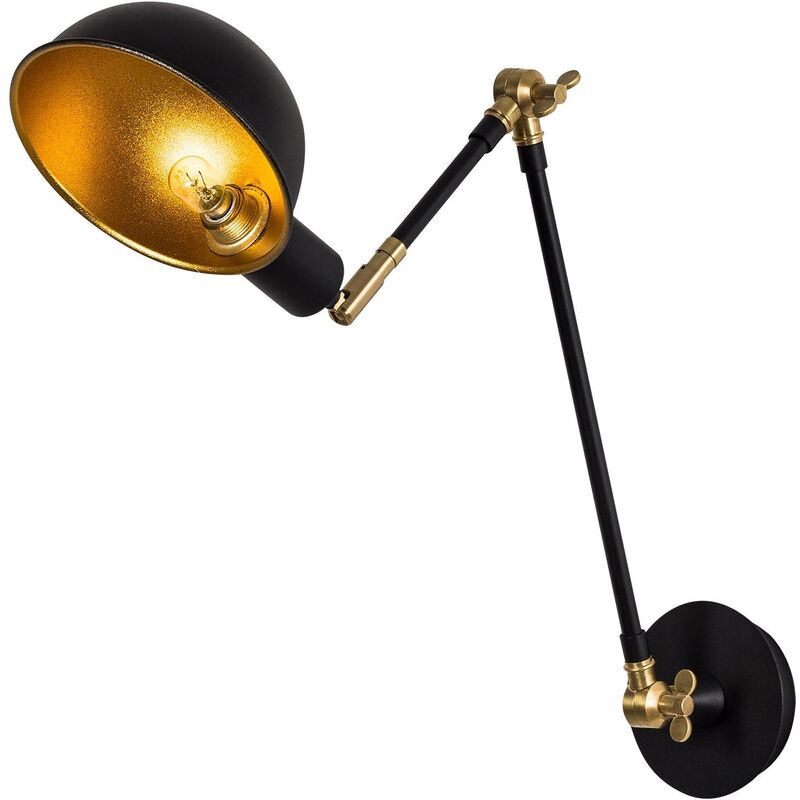 Applique Murale Interieur, Lampe Murale Industrielle Bois, Noir 6x12x27 cm