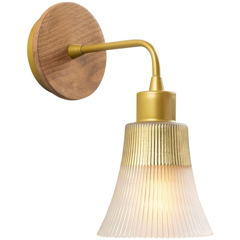 Applique Murale Interieur, Lampe Murale Industrielle Bois, Or 13x13x28 cm - Or