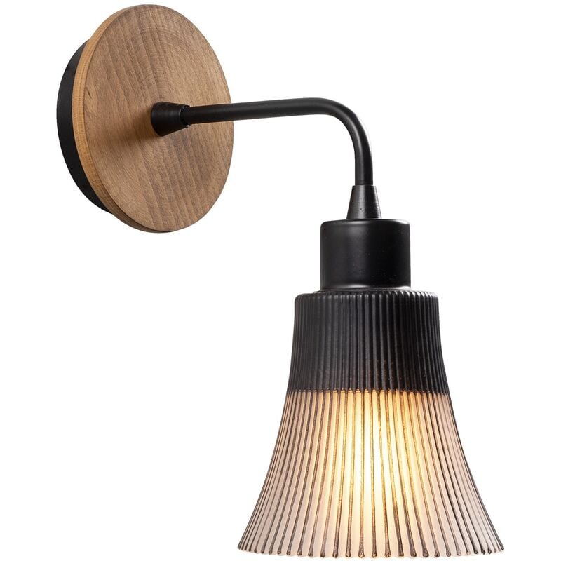 Applique Murale Interieur, Lampe Murale Industrielle Bois, Noir 13x13x28 cm - Noir