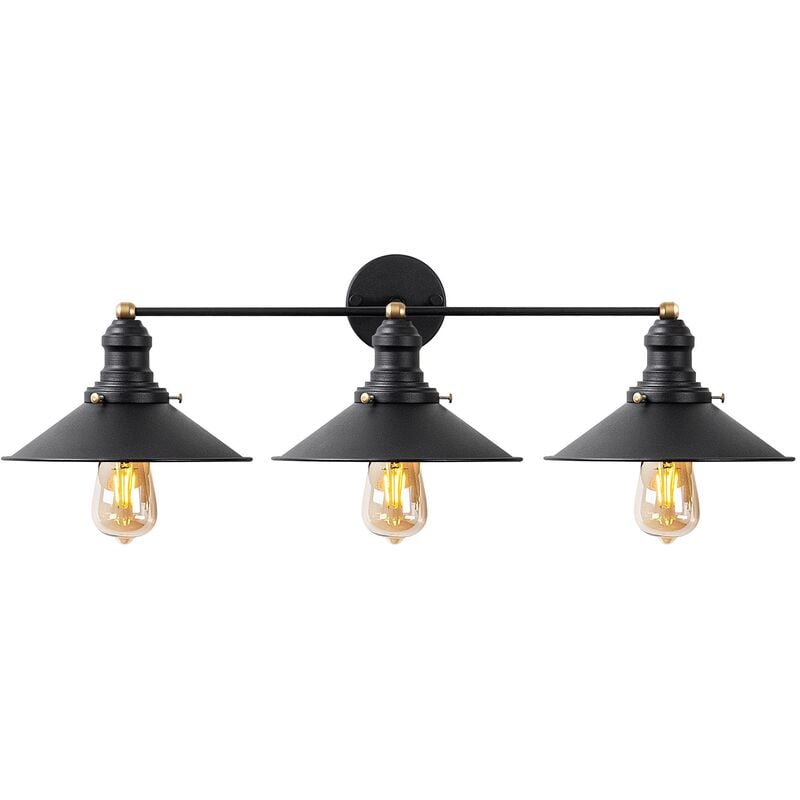 Applique Murale Interieur, Lampe Murale Industrielle Bois, Noir 75x27x20 cm - Noir