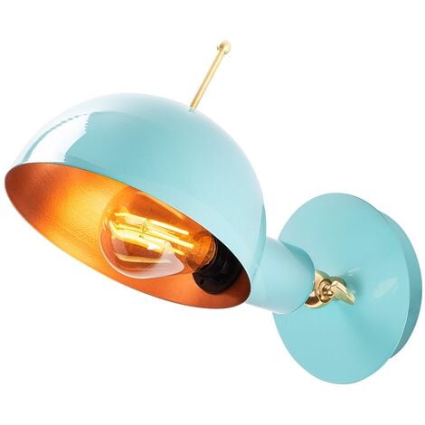 Applique Murale Interieur,  Lampe Murale Industrielle Bois, Turquoise 6x12x27 cm