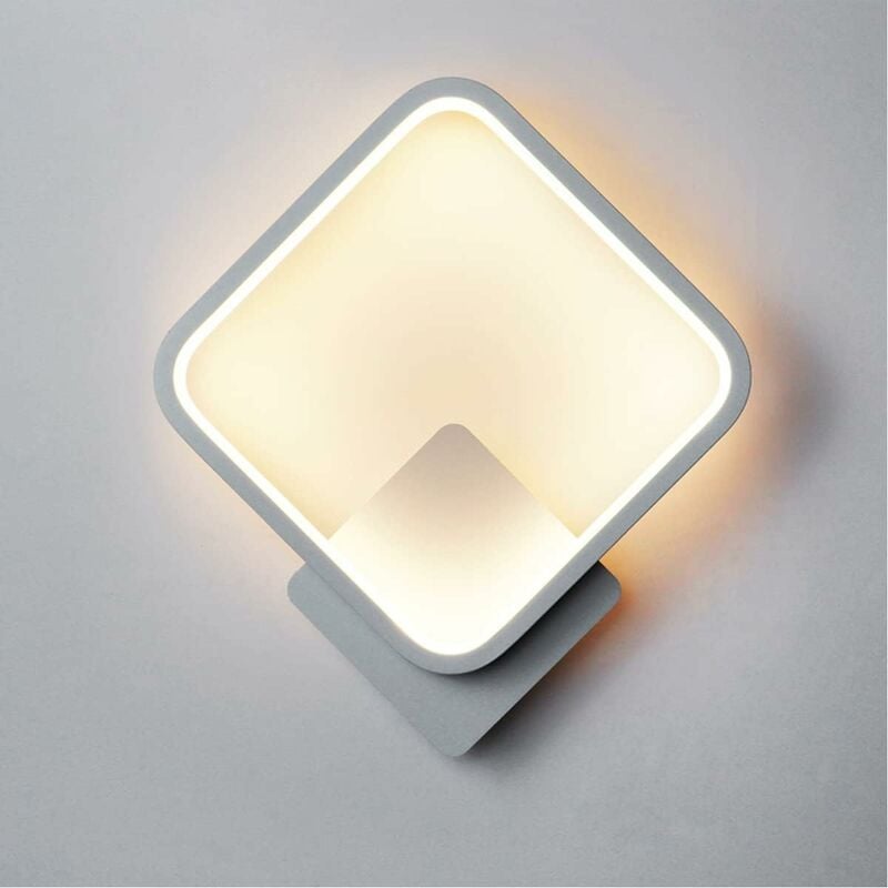 Ersandy - Applique Murale Interieur led 12W,Applique Murale Design Carré Blanc,Blanc Chaud Blanc Naturel Blanc Froid Trois Modes D'éclairage,RA≥85