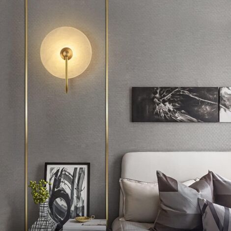 Applique Murale Interieur LED 3W 3000K Blanc Chaud Marbre Lampe Murale Moderne Eclairage Décoration Lumière Luminaire Mural Pour Chambre Bureau Salon Escalier Couloir Hôtel Bar, Doré, 20cm