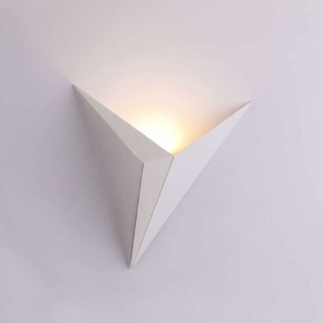Applique Murale Interieur LED 3W, Créatif Triangle Forme Noir Lampe Murale 3000K Blanc Chaud Moderne Métal Luminaire Mural Pour Chambre Salon Escalier Couloir (Blanche)
