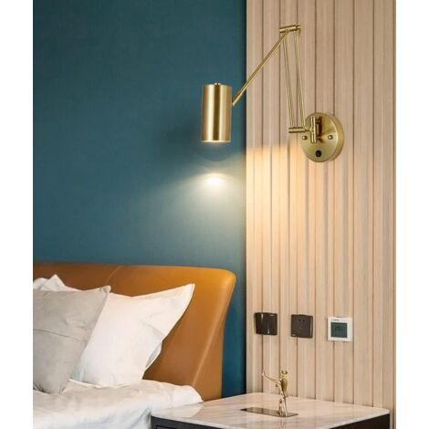 Applique Murale Interieur LED 5W 4000K Blanc Chaud Métal Bras Long Balançoire Réglable Lampe Murale Industrielle Vintage Rétro Eclairage Décoration Lumière Luminaire Mural Chambre Bureau Hôtel,Forme D