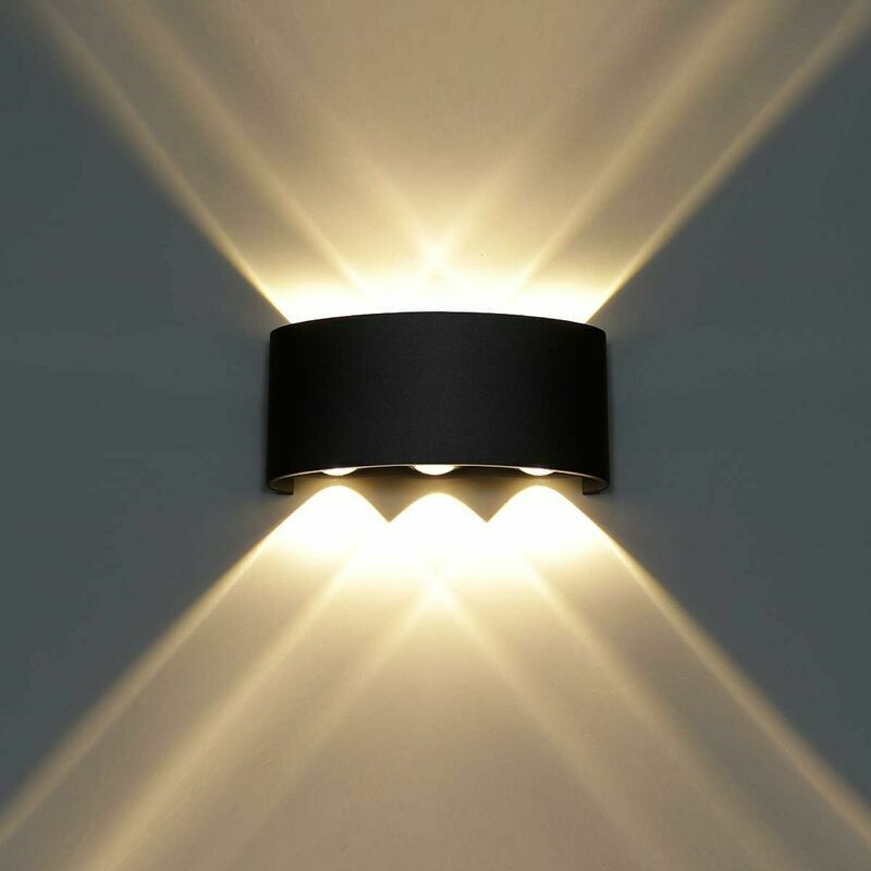 RHG Applique Murale Interieur LED 6W en Aluminium, Lampe Murale Moderne Up Down Spot Lampe pour Salon Chambre Hall Escalier Pathway (Blanc Chaud)