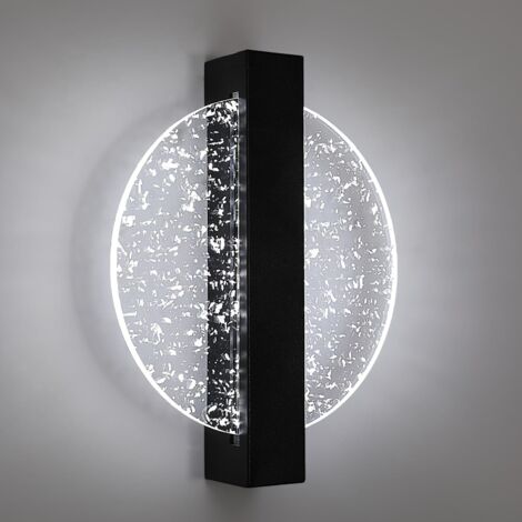 Applique Murale Interieur LED 6W, Noir Ronde Lumière Blanche Froide 6000K Lampe Murale LED avec Feuille d'argent, Lampe Murale LED Moderne pour Couloir Salon Chambre