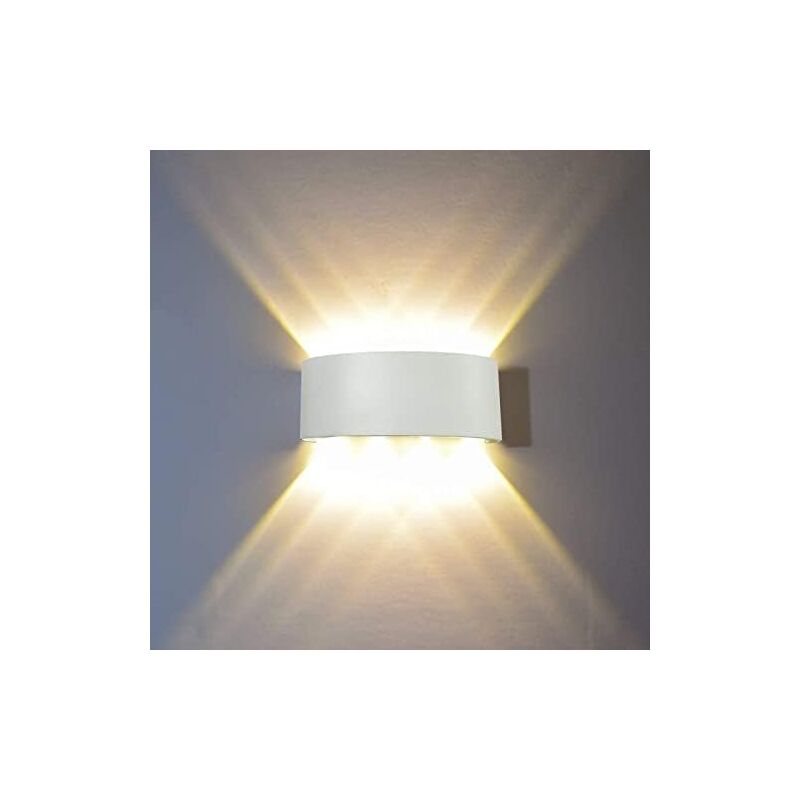 Choyclit - Applique Murale Interieur led 8W Blanc Lampe Murale Moderne, IP65 Étanche appliques murales exterieures en Aluminium, Up Down Spot Lampe