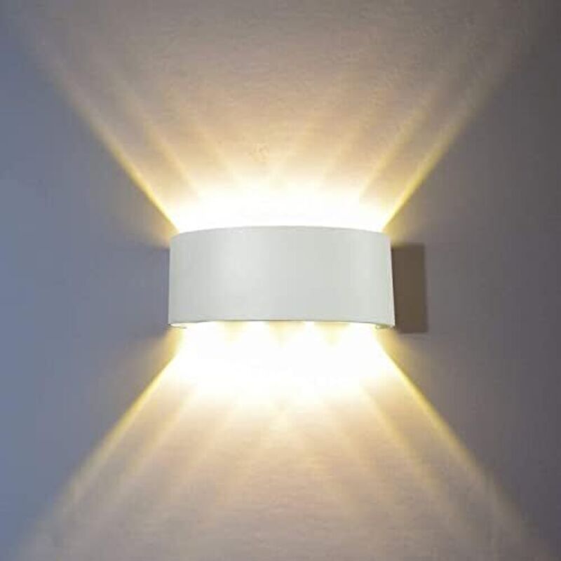 Applique Murale Interieur led 8W Blanc Lampe Murale Moderne, IP65 Étanche appliques murales exterieures en Aluminium, Up Down Spot Lampe pour Salon