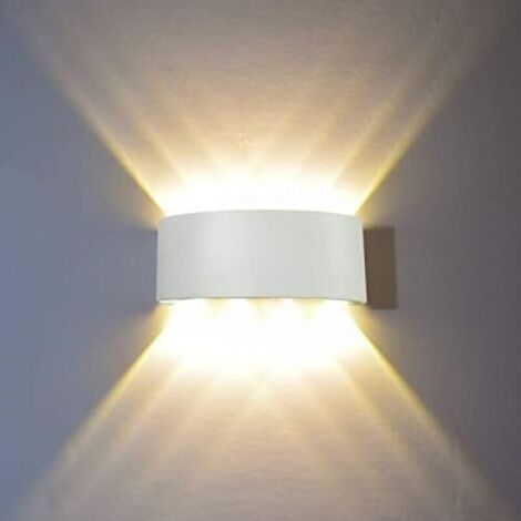 Applique Murale Interieur LED 8W Blanc Lampe Murale Moderne, IP65 Étanche appliques murales exterieures en Aluminium, Up Down Spot Lampe pour Salon Chambre Hall Escalier Pathway
