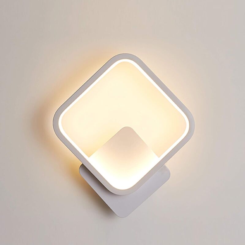 Applique Murale Interieur LED Carré Lampe Murale 12W Blanc Chaud 3000K Luminaire Mural Moderne pour Couloir Chambre Salon Escalier