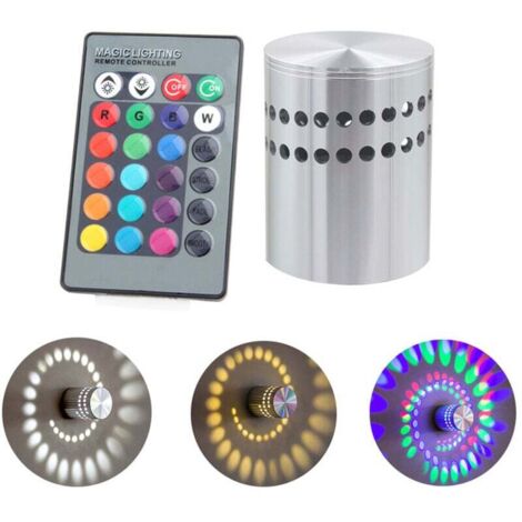 Applique Murale Interieur LED Effet Moderne 3W en Aluminium Lampe de Mur Decorative (RGB)
