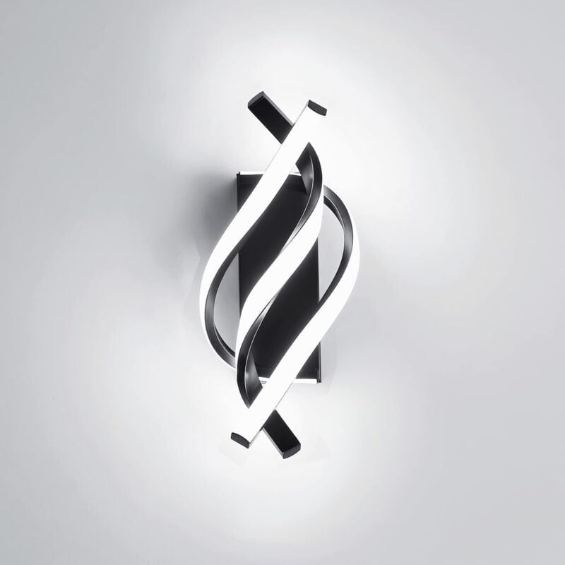 Applique Murale Interieur, led Lampe Murale Moderne 16W Design incurvée, Appliques led Luminaires Intérieur, 6000K Noir, pour Chambre à Coucher,