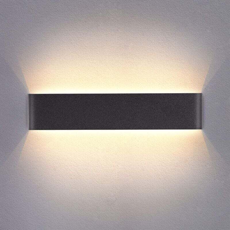 Applique Murale Interieur LED Noir 14W 3000K Lampe Murale Blanc Chaud Moderne Design AC 220V pour Chambre Salon Escalier Couloir Acrylique 40CM